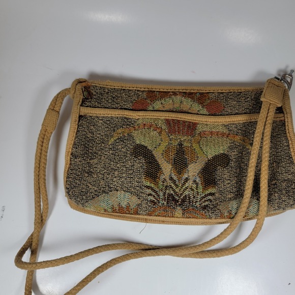 Vintage 1970's Carpet Bags Of America Gold Velvet Shoulder Purse With Ribbon - Picture 5 of 9